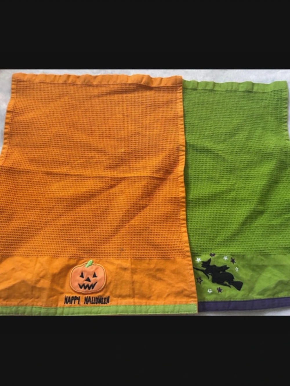 Halloween Pumpkin & Witch Costume Towels - Orange and Green